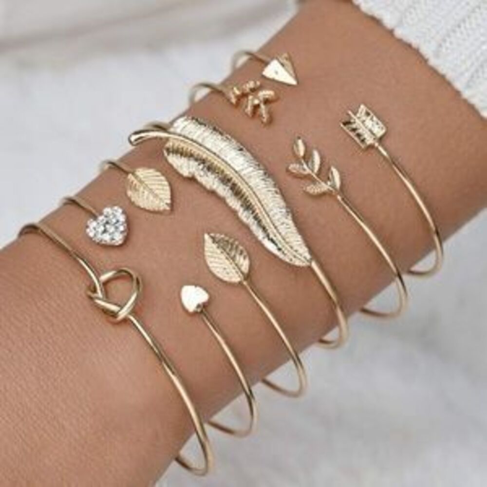 boho chic 6 bracelet gold set